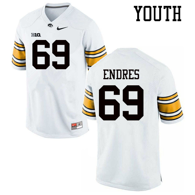 Youth #69 Tyler Endres Iowa Hawkeyes College Football Jerseys Sale-White